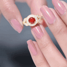 Vintage Inspired Fire Opal Engagement Ring with Diamonds AAA - Rosec Jewels
