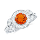 Vintage Inspired Fire Opal Engagement Ring with Diamonds AAA - Rosec Jewels
