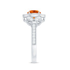 Vintage Inspired Fire Opal Engagement Ring with Diamonds AAA - Rosec Jewels