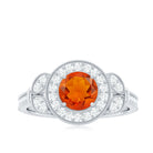 Vintage Inspired Fire Opal Engagement Ring with Diamonds AAA - Rosec Jewels