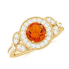 Vintage Inspired Fire Opal Engagement Ring with Diamonds AAA - Rosec Jewels
