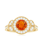 Vintage Inspired Fire Opal Engagement Ring with Diamonds AAA - Rosec Jewels