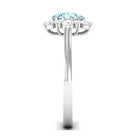 Natural 0.8 CT Aquamarine Statement Engagement Ring with Diamond Halo AAA - Rosec Jewels