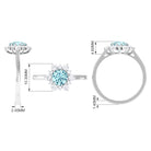 Natural 0.8 CT Aquamarine Statement Engagement Ring with Diamond Halo AAA - Rosec Jewels