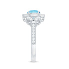 Rosec Jewels-Vintage Inspired Real Aquamarine Engagement Ring with Diamond Halo