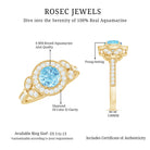 Rosec Jewels-Vintage Inspired Real Aquamarine Engagement Ring with Diamond Halo