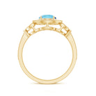 Rosec Jewels-Vintage Inspired Real Aquamarine Engagement Ring with Diamond Halo