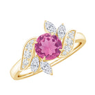 1.2 Carat Pink Tourmaline Flower Engagement Ring with Diamond AAA - Rosec Jewels