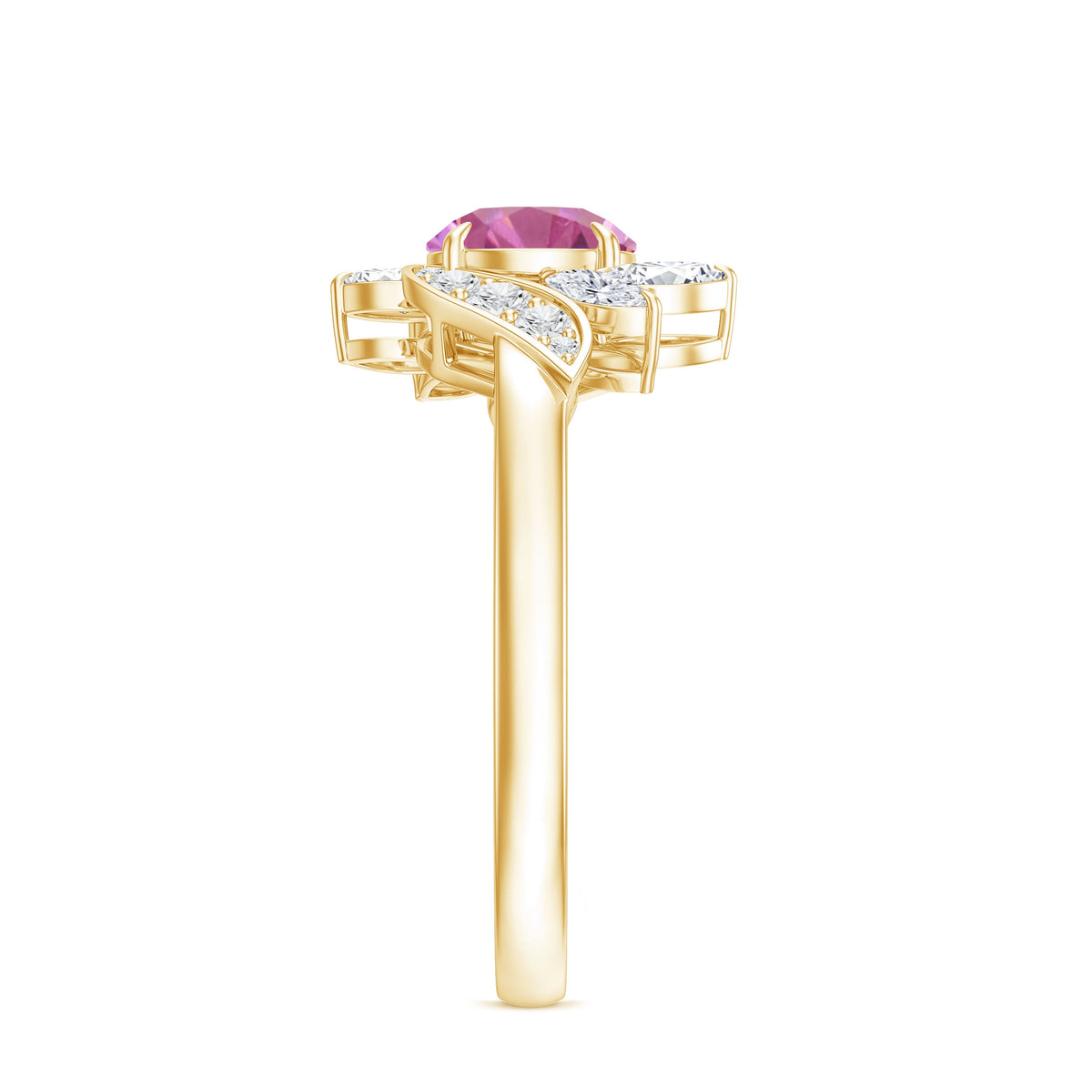 1.2 Carat Pink Tourmaline Flower Engagement Ring with Diamond AAA - Rosec Jewels
