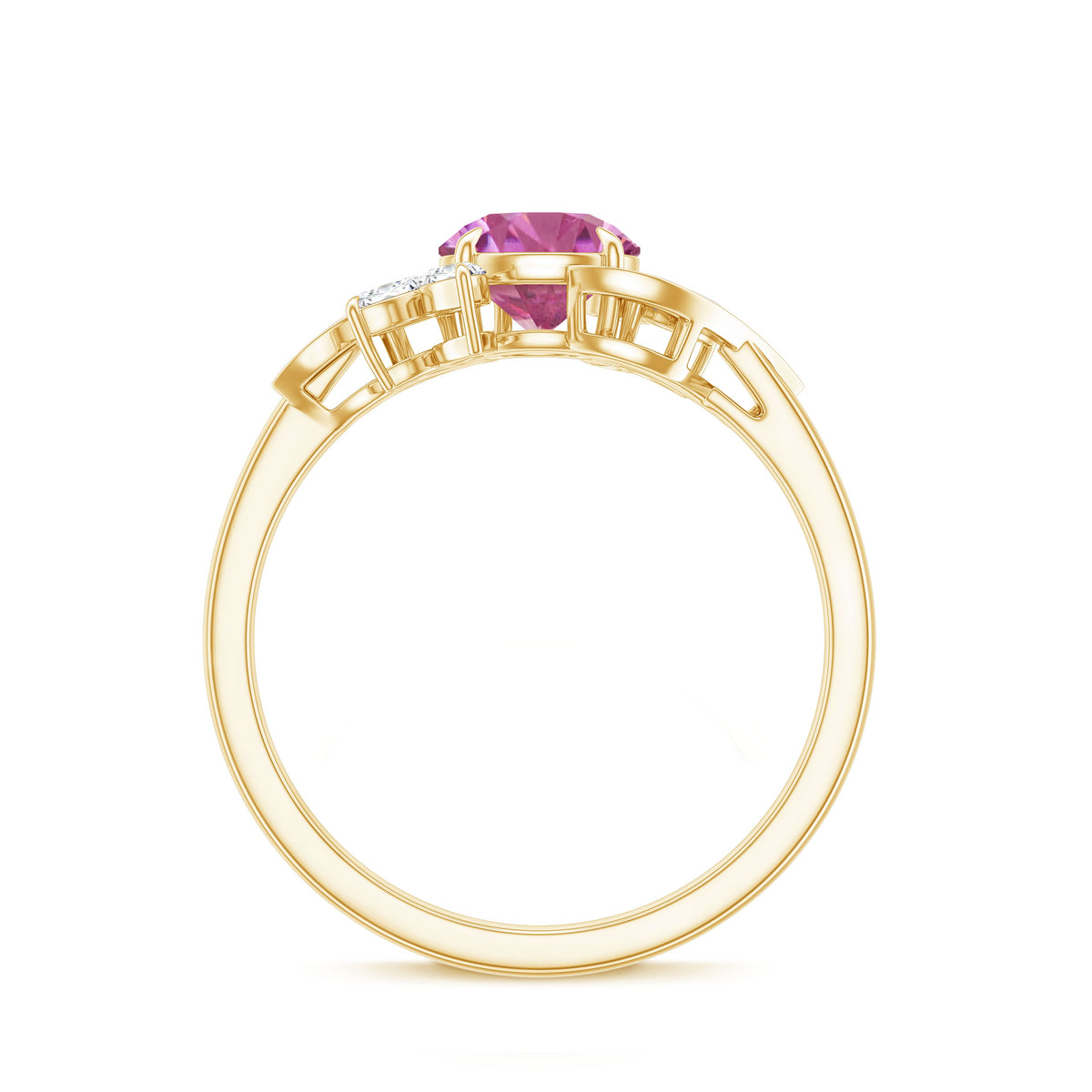 1.2 Carat Pink Tourmaline Flower Engagement Ring with Diamond AAA - Rosec Jewels