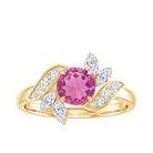 1.2 Carat Pink Tourmaline Flower Engagement Ring with Diamond AAA - Rosec Jewels
