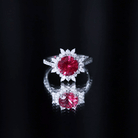Rosec Jewels-Certified 8mm Lab Grown Ruby Diamond Engagement Ring with Halo