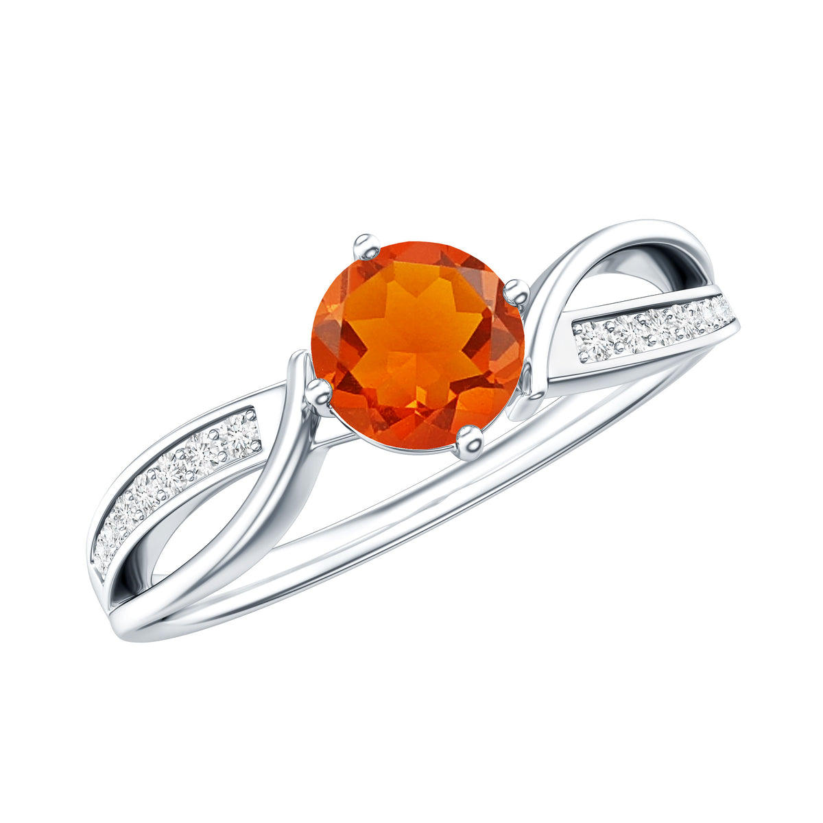 Orange Fire Opal Infinity Engagement Ring with Diamonds AAA - Rosec Jewels