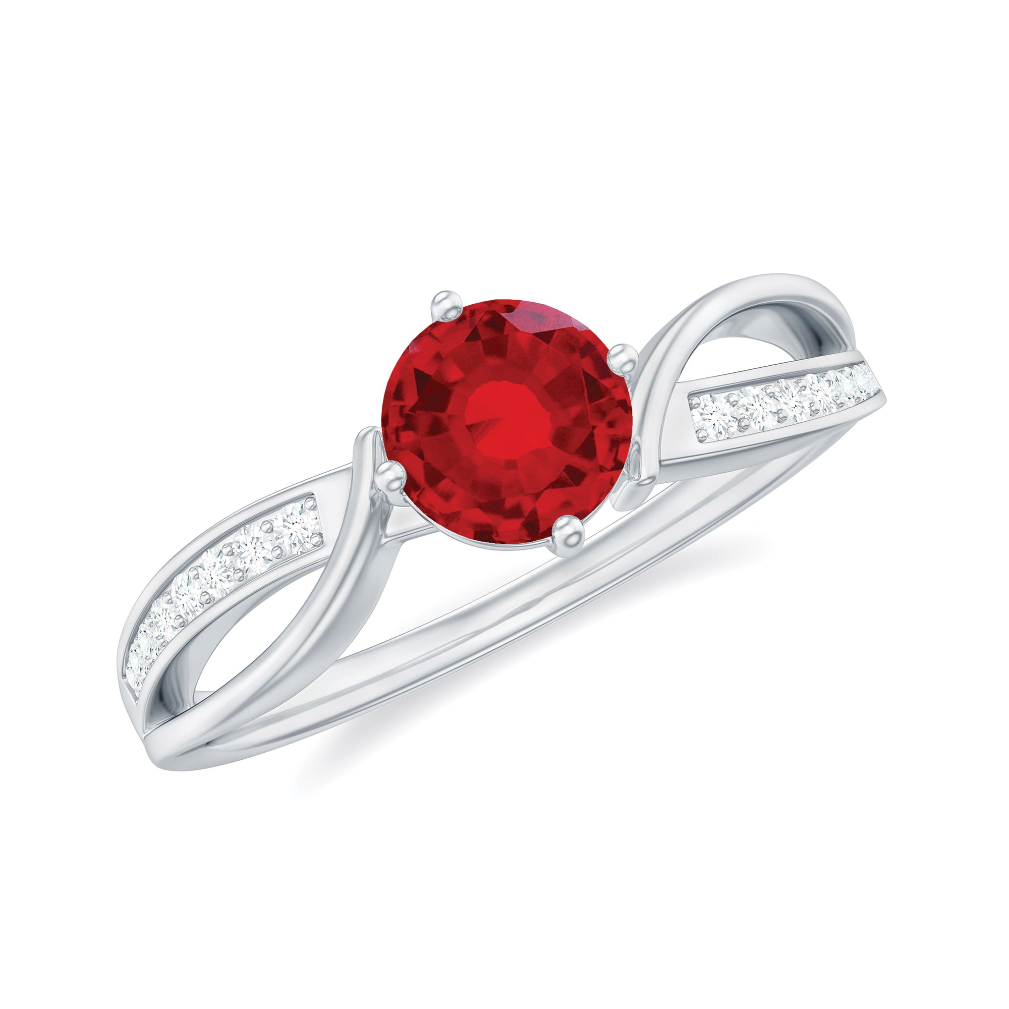 Rosec Jewels-Solitaire Lab Created Ruby Infinity Engagement Ring with Diamonds