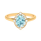 1 Carat Aquamarine Oval Halo Engagement Ring with Diamond AAA - Rosec Jewels