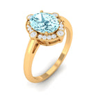 1 Carat Aquamarine Oval Halo Engagement Ring with Diamond AAA - Rosec Jewels