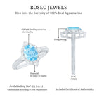 1 Carat Oval Engagement Ring with Real Aquamarine and Diamond AAA - Rosec Jewels
