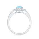 1 Carat Oval Engagement Ring with Real Aquamarine and Diamond AAA - Rosec Jewels
