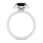 8mm Round Shape Black Onyx Engagement Ring with Diamond Halo AAA - Rosec Jewels