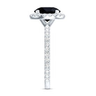 Rosec Jewels-Natural Black Spinel Engagement Ring with Diamond Halo