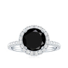 Rosec Jewels-Natural Black Spinel Engagement Ring with Diamond Halo