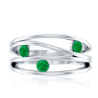 Contemporary Emerald Three Stone Ring in Split Shank AAA - Rosec Jewels
