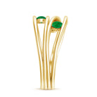 Contemporary Emerald Three Stone Ring in Split Shank AAA - Rosec Jewels