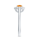 Natural Citrine Promise Ring with Diamond Halo AAA - Rosec Jewels