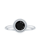 8mm Round Shape Black Onyx Solitaire Ring in Bezel Setting AAA - Rosec Jewels