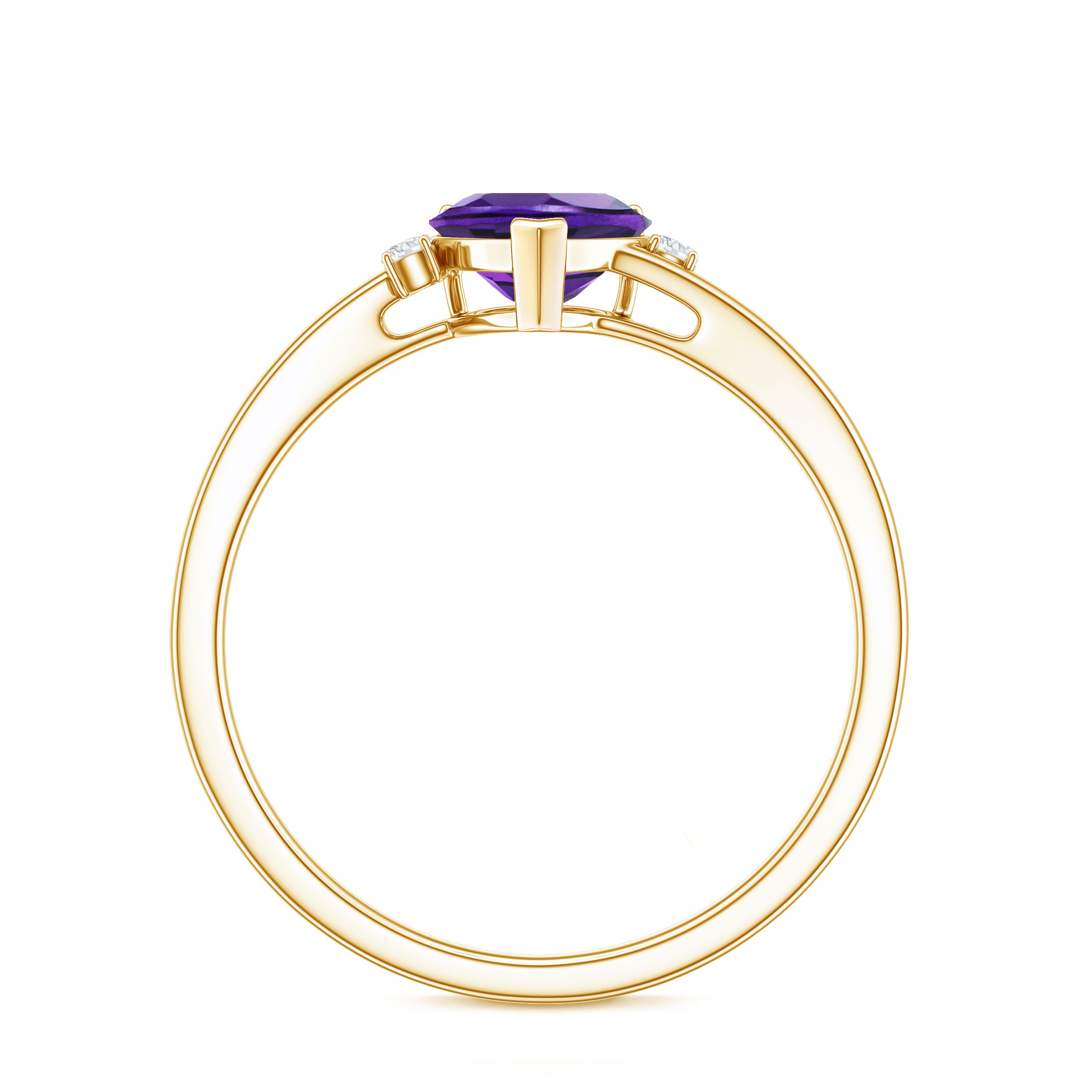 Natural 0.9 Carat Amethyst Heart Engagement Ring with Moissanite AAA - Rosec Jewels