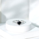 1 Carat Lab Grown Black and White Diamond Princess Cut Engagement Ring AAAA ( Synthetic ) - Rosec Jewels