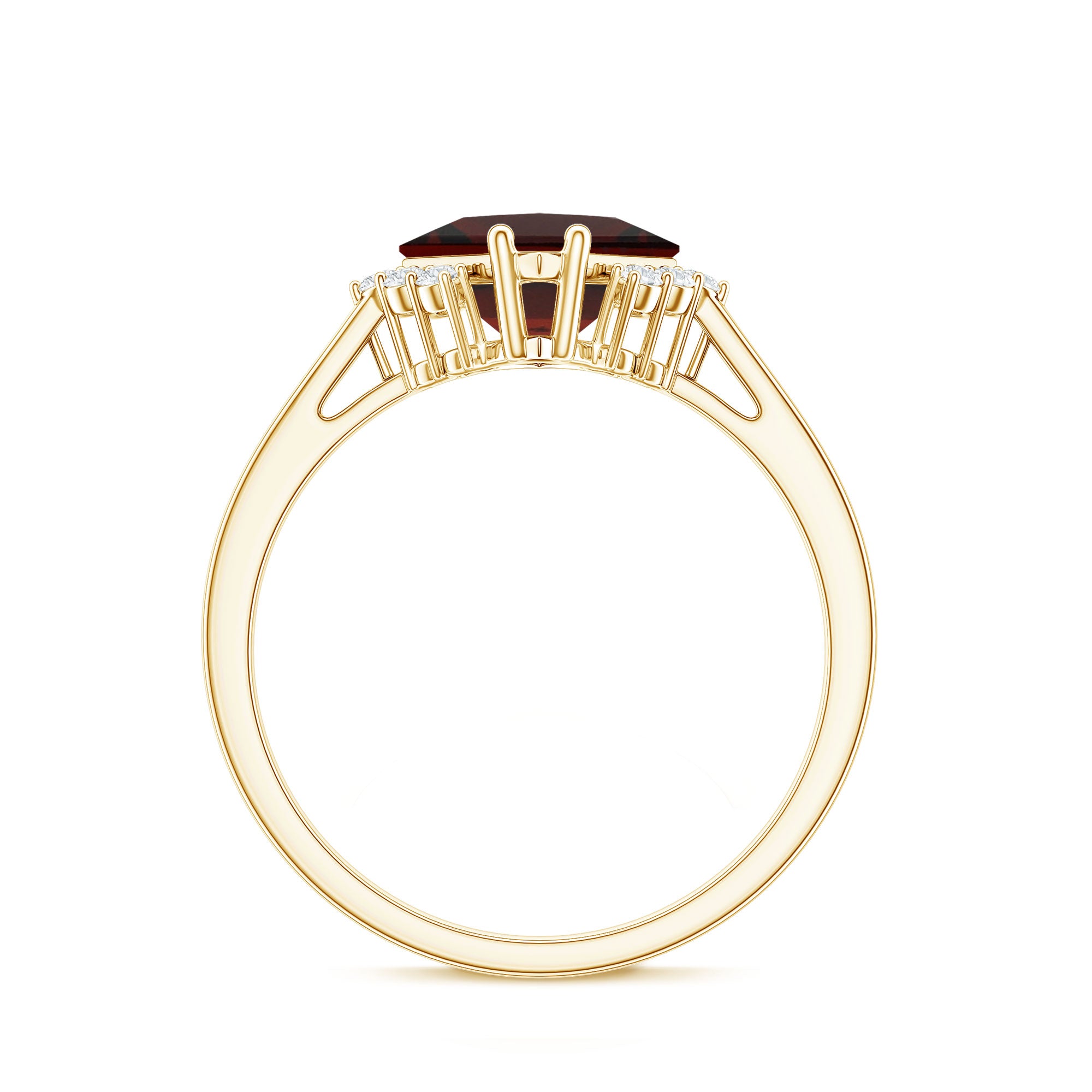 Certified Natural Garnet Princess Cut Engagement Ring with Diamond AAA - Rosec Jewels