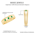 Emerald Minimal Band Ring in Gypsy Setting AAA - Rosec Jewels