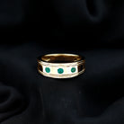 Emerald Minimal Band Ring in Gypsy Setting AAA - Rosec Jewels