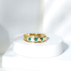 Emerald Minimal Band Ring in Gypsy Setting AAA - Rosec Jewels