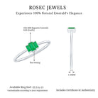 Baguette Cut Natural Emerald Three Stone Ring AAA - Rosec Jewels