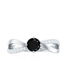 5mm Round Black Onyx Solitaire Infinity Ring with Diamond AAA - Rosec Jewels