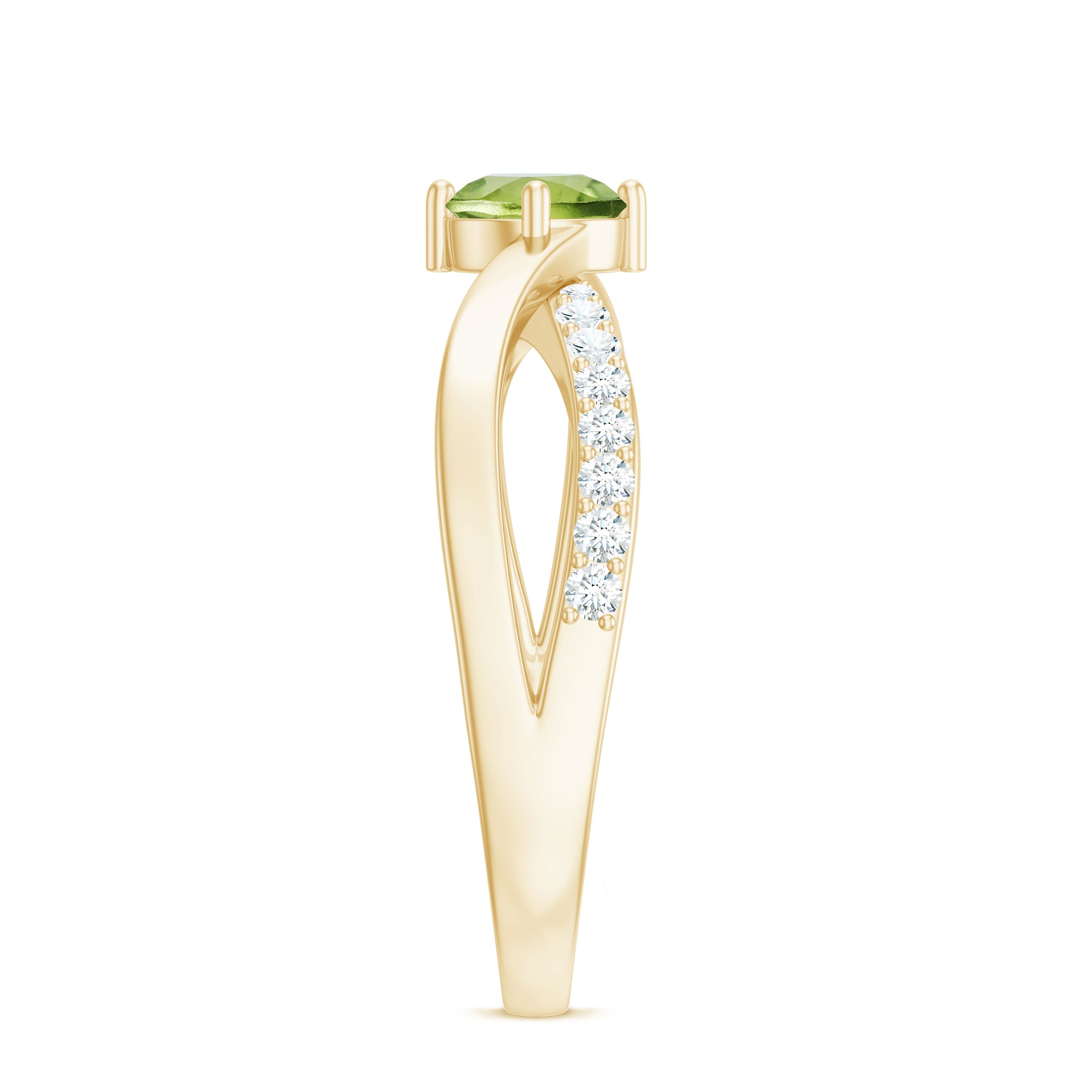 Natural 0.5 Carat Peridot Infinity Promise Ring with Diamond AAA - Rosec Jewels
