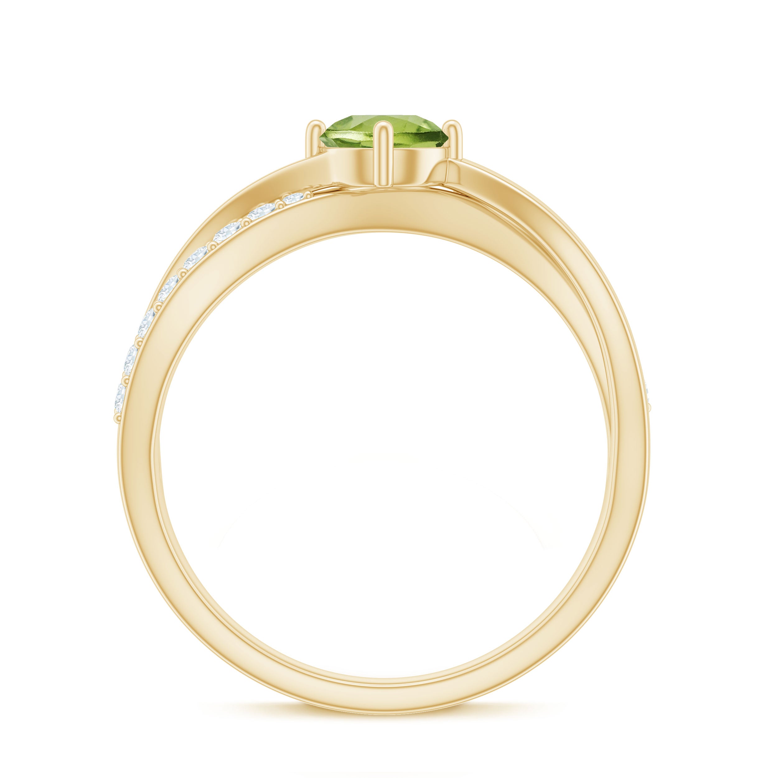 Natural 0.5 Carat Peridot Infinity Promise Ring with Diamond AAA - Rosec Jewels