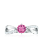 1/2 CT Pink Tourmaline Solitaire and Diamond Infinity Ring AAA - Rosec Jewels