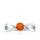 1/2 CT Fire Opal Solitaire and Diamond Infinity Ring AAA - Rosec Jewels