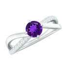 Real Amethyst Diamond Infinity Engagement Ring for Women AAA - Rosec Jewels