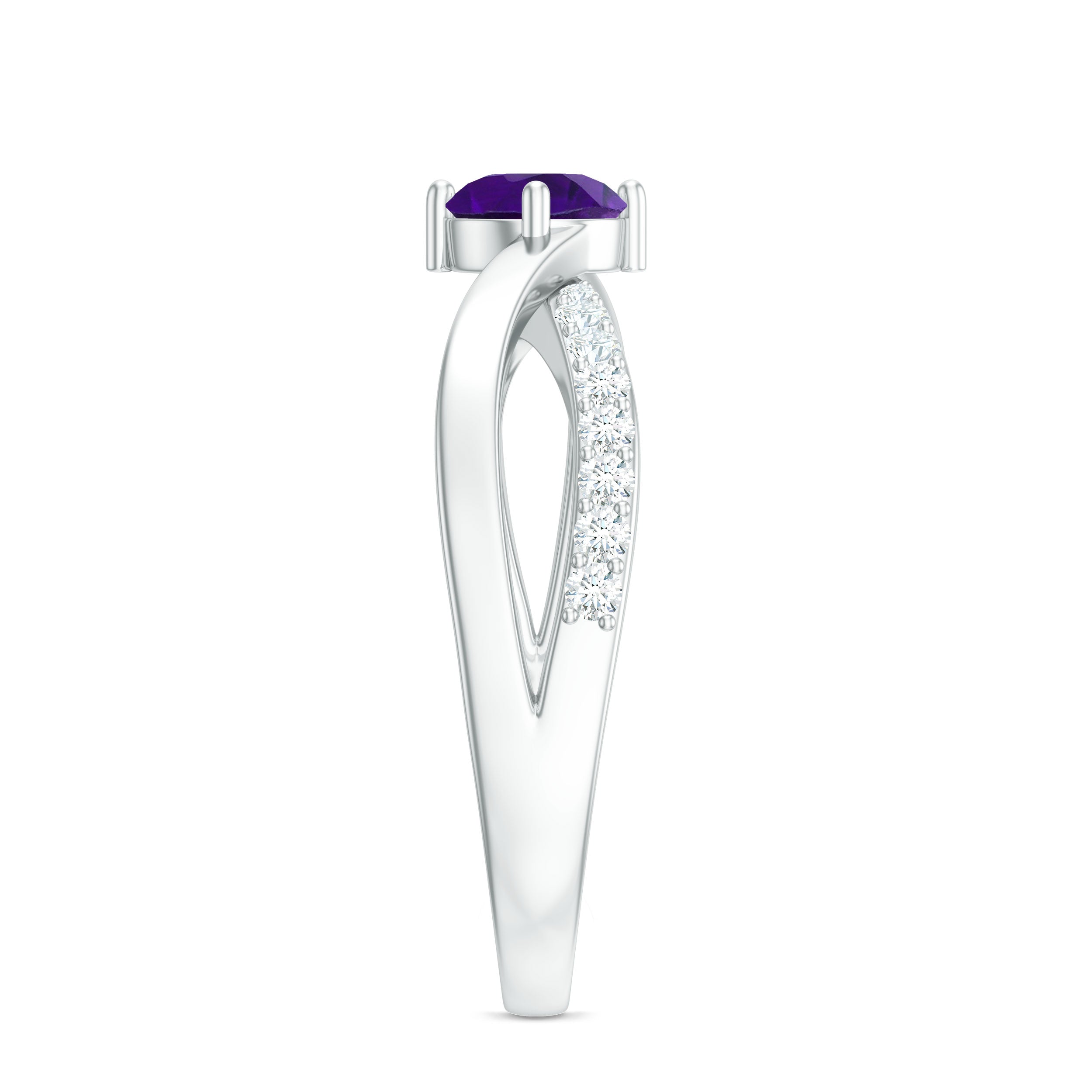 Real Amethyst Diamond Infinity Engagement Ring for Women AAA - Rosec Jewels