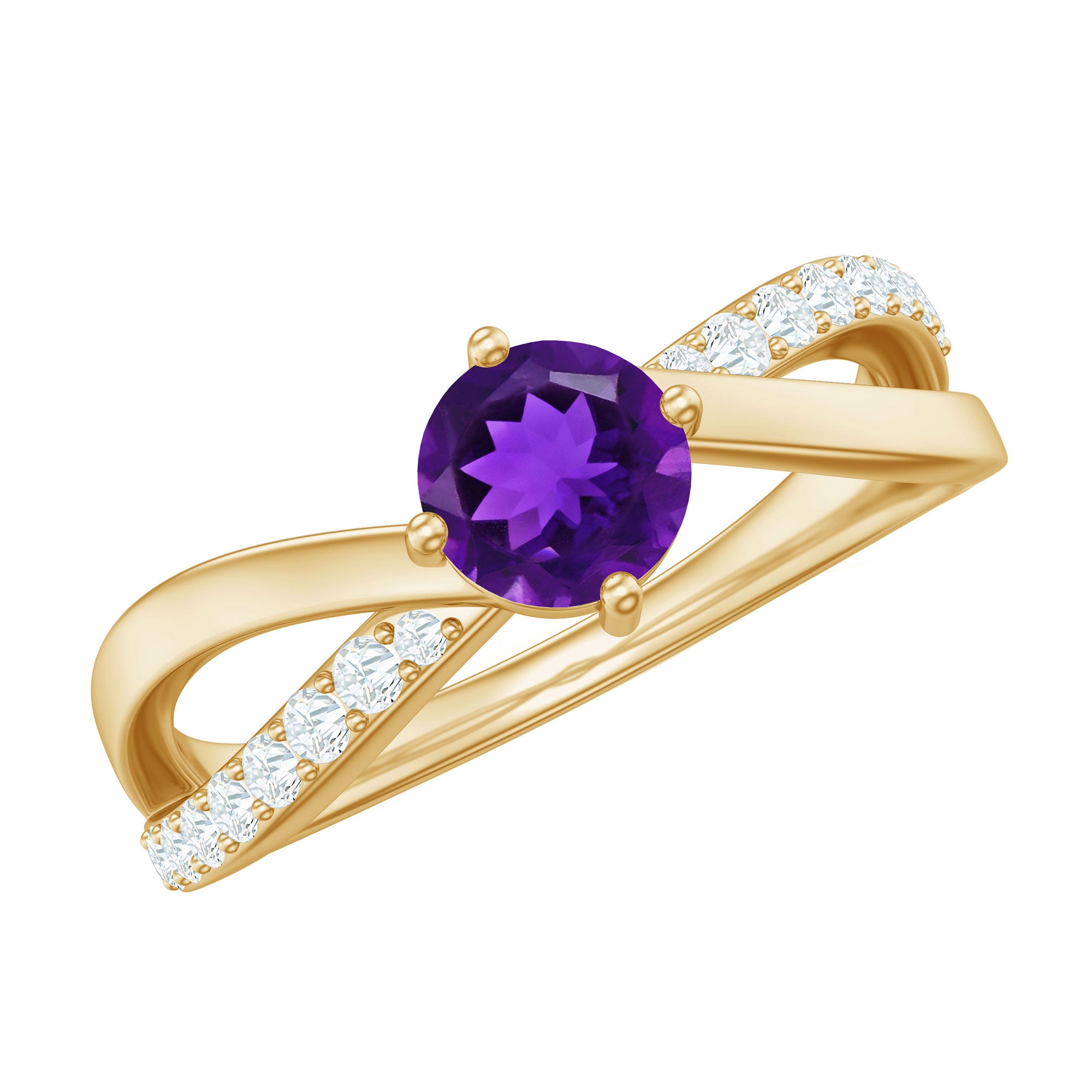 Real Amethyst Diamond Infinity Engagement Ring for Women AAA - Rosec Jewels