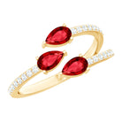 Rosec Jewels-Pear Shaped Lab Grown Ruby 3 Stone Anniversary Ring