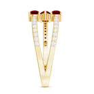 Rosec Jewels-Pear Shaped Lab Grown Ruby 3 Stone Anniversary Ring