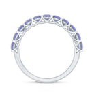 Trellis Set Round Tanzanite Half Eternity Band Ring AAA - Rosec Jewels