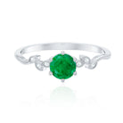 Rosec Jewels-Natural Emerald and Diamond Leaf Promise Ring