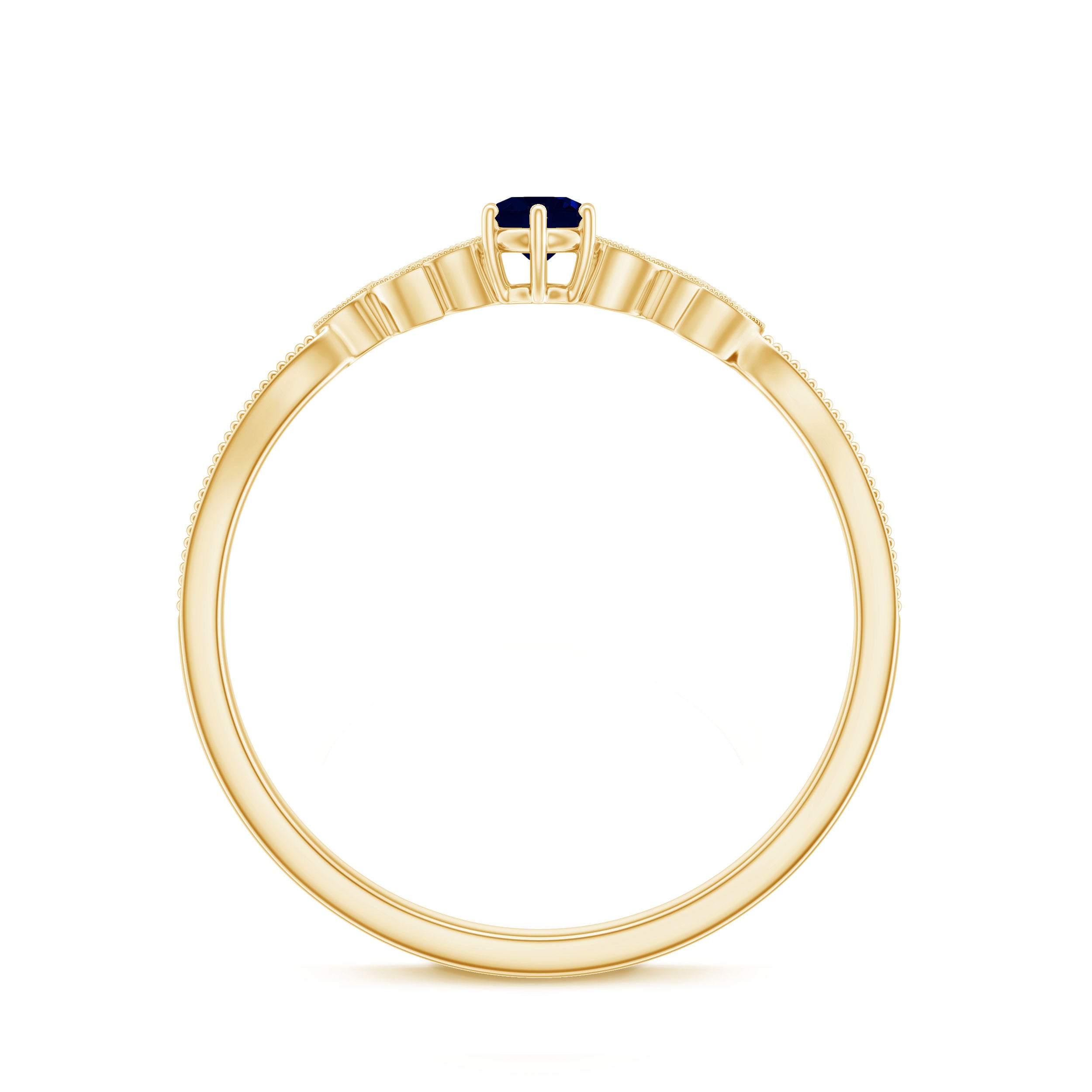 Rosec Jewels-Real Blue Sapphire and Diamond Leaf Inspired Promise Ring