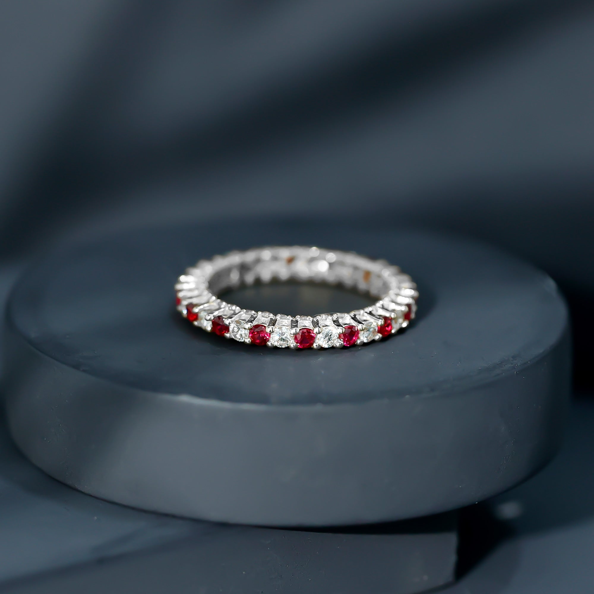 Natural Ruby Diamond Eternity Ring for Anniversary AAA - Rosec Jewels